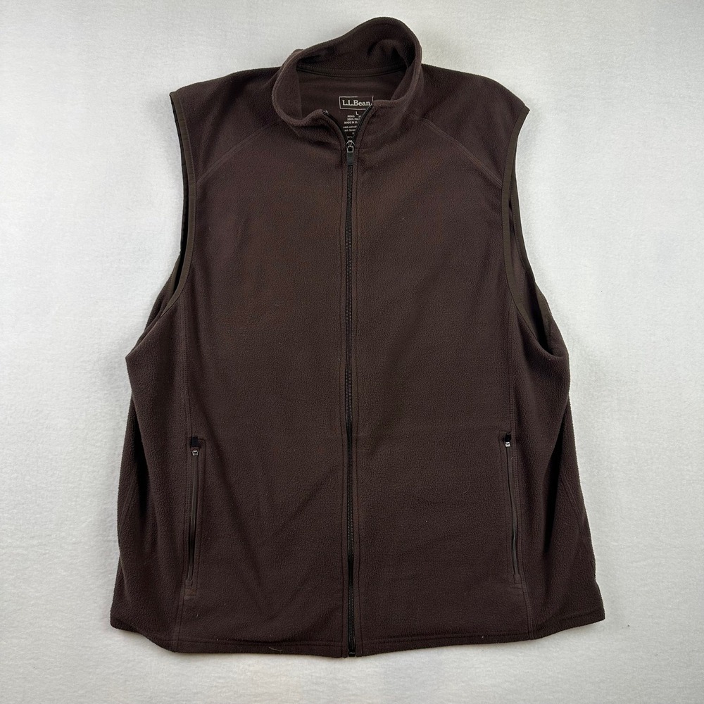 LL Bean Fleece Vest Mens L Brown Full Zip 271477 Outdoor Gorpcore Hiking Warm
